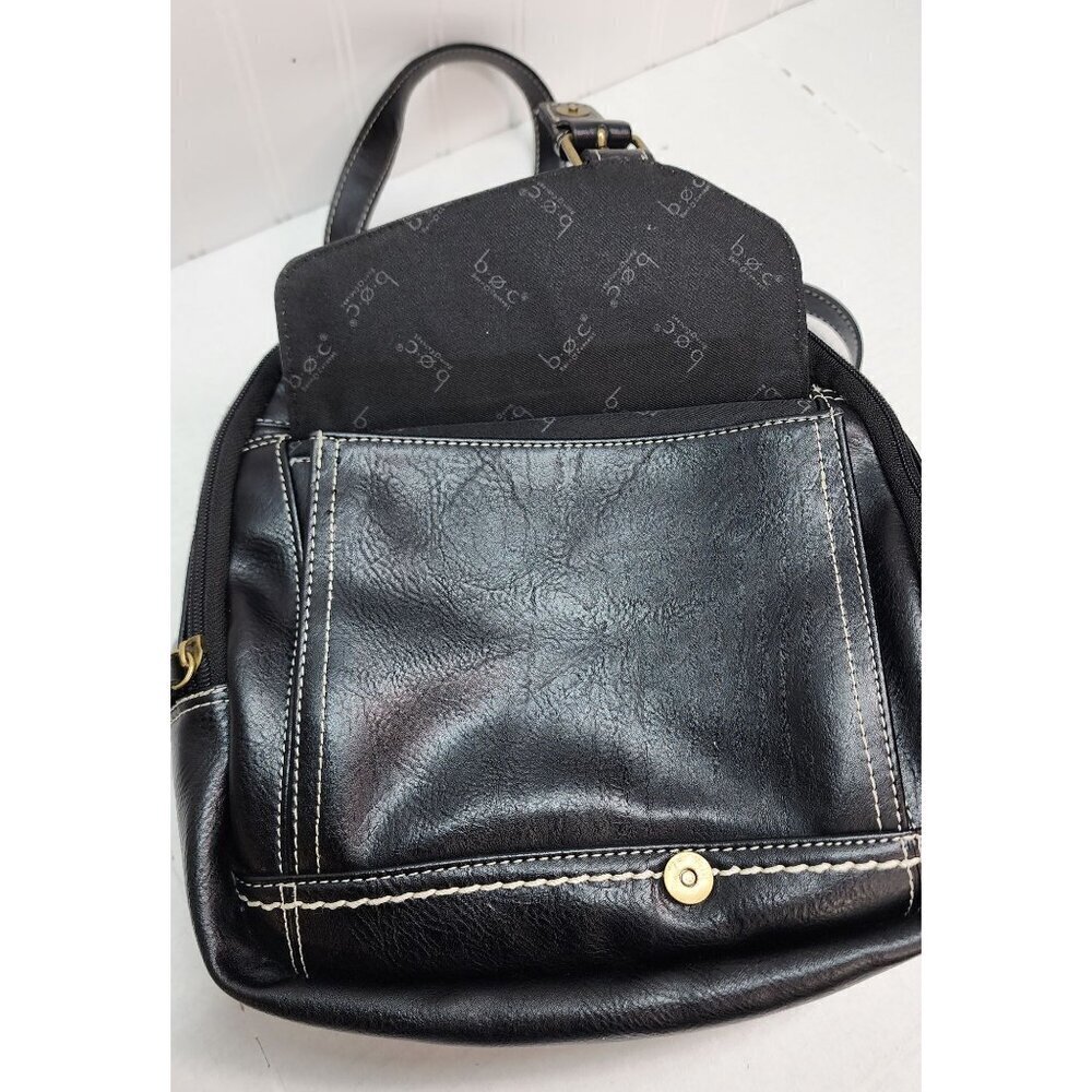 B.O.C. Black Faux Leather Mini Backpack Purse With Adjustable Straps & Gold Acce - Picture 8 of 15